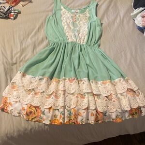 Matilda Jane green/floral/lace dress